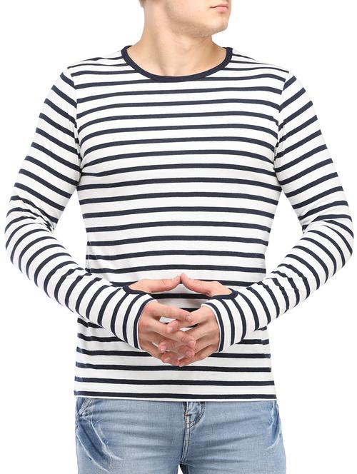 white striped thumb hole t-shirt - 14890359 - Very Small Image - 1