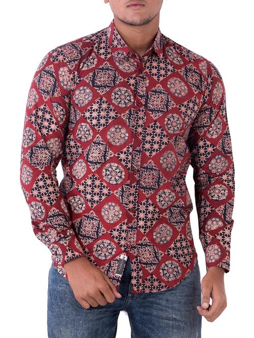 red cotton casual shirt - 14890519 - Very Small Image - 1