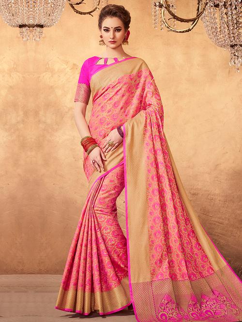jacquard woven saree with blouse - 14891323 - Very Small Image - 1