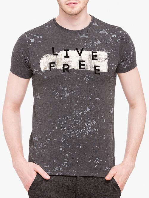 grey cotton all over print tshirt - 14891858 - Very Small Image - 1