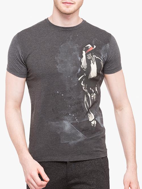 grey cotton front print tshirt - 14891859 - Very Small Image - 1