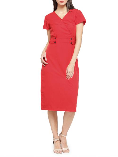 red crepe sheath dress - 14892078 - Very Small Image - 1