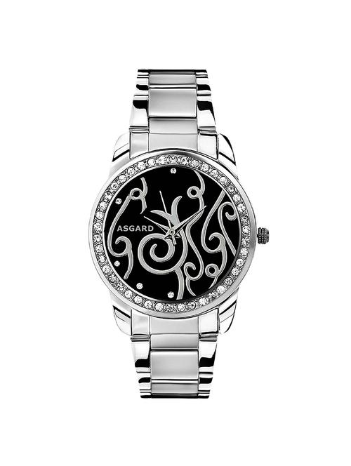 stainless steel round black dial watch - 14893188 - Very Small Image - 1