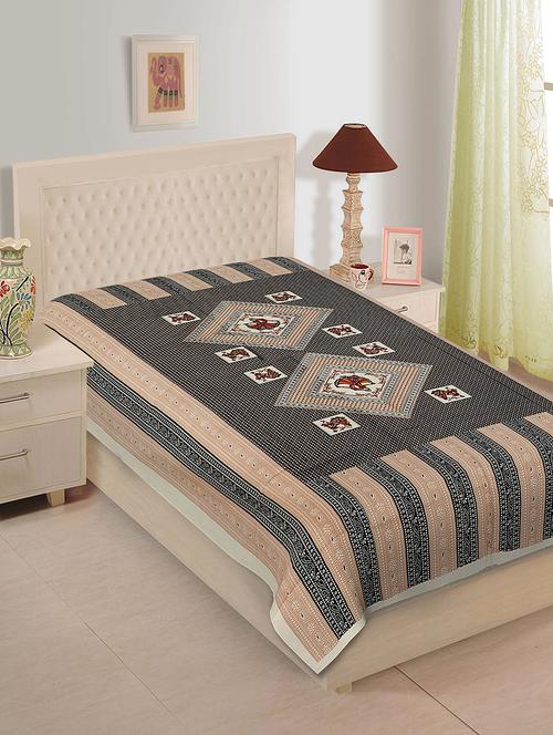 ethnic print cotton single bedsheet - 14893389 - Very Small Image - 1