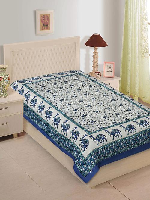 ethnic print cotton single bedsheet - 14893411 - Very Small Image - 1