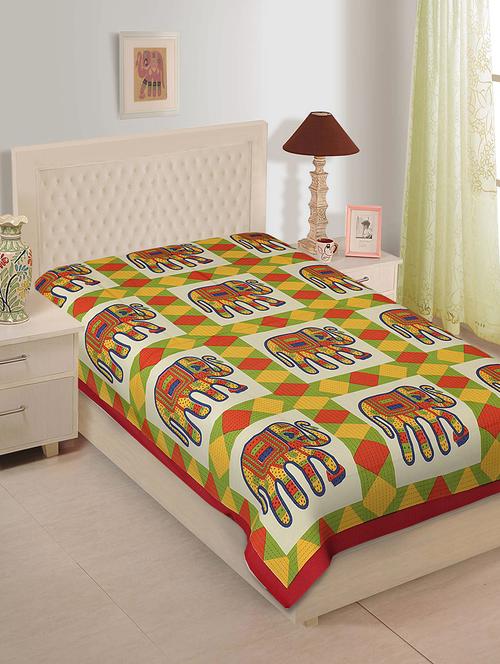 ethnic print cotton single bedsheet - 14893414 - Very Small Image - 1