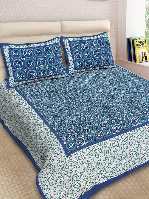 cotton printed double bedsheet with 2 pillow covers - 14893418 - Very Small Image - 1
