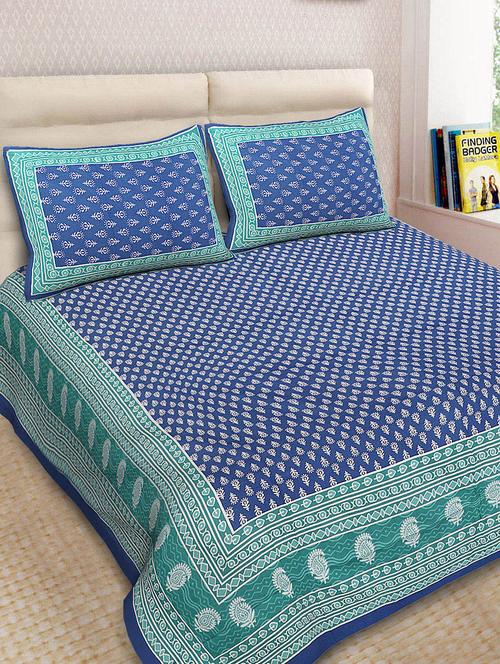 cotton printed double bedsheet with 2 pillow covers - 14893426 - Very Small Image - 1