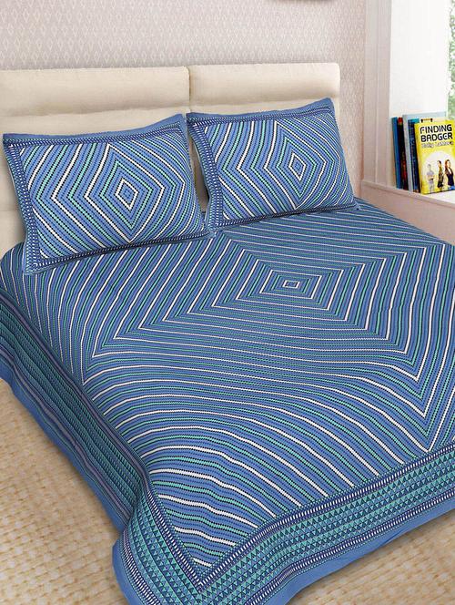 cotton printed double bedsheet with 2 pillow covers - 14893432 - Very Small Image - 1