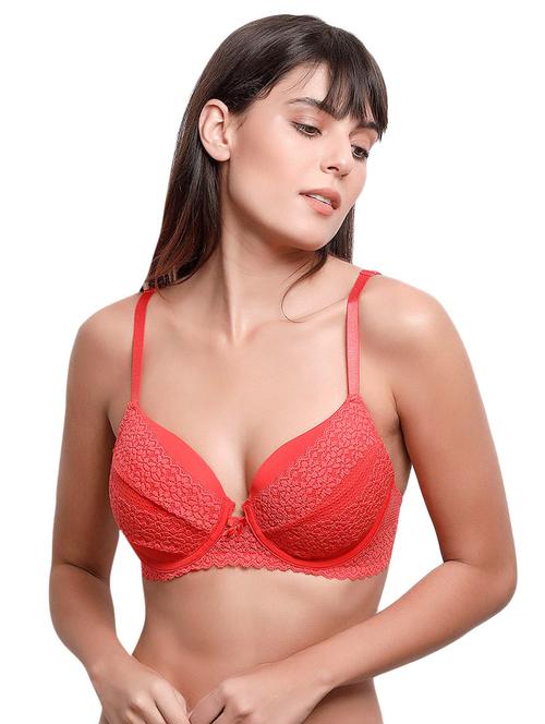 red solid lacy bra - 14893617 - Very Small Image - 1