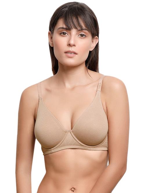 beige cotton solid bra - 14893650 - Very Small Image - 1