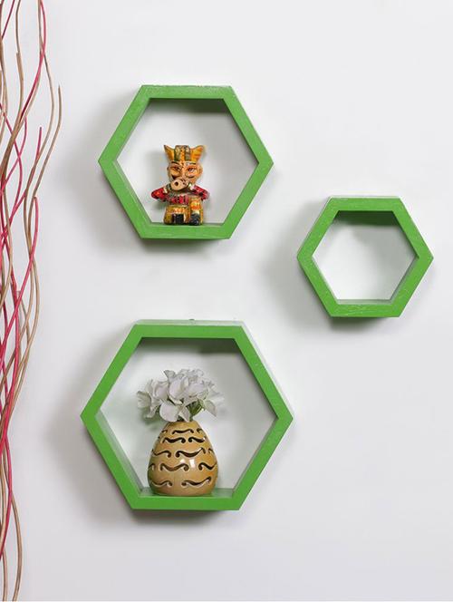 home deco hexagon shape storage wall shelves set of 3 - 14894264 - Very Small Image - 1