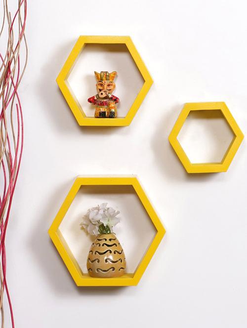 home deco hexagon shape storage wall shelves set of 3 - 14894271 - Very Small Image - 1