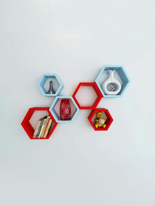 home deco hexagon shape storage wall shelves set of 6 - 14894279 - Very Small Image - 1