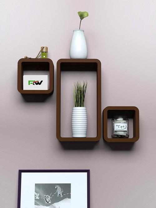 decor home wall shelf set of 2 cube & 1 rectangle wall rack shelves - 14894336 - Very Small Image - 1