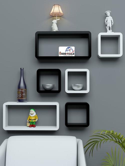 decor wall rack shelves cube rectangle designer wall shelf set of 6 - 14894344 - Very Small Image - 1