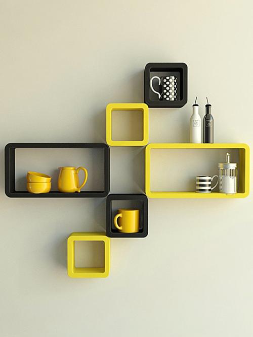 decor wall rack shelves cube rectangle designer wall shelf set of 6 - 14894345 - Very Small Image - 1