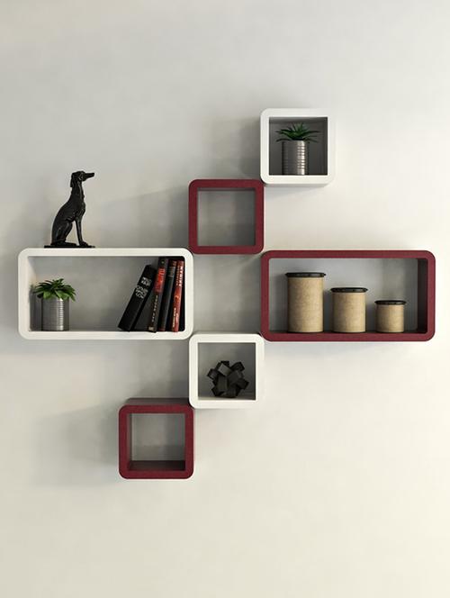 decor wall rack shelves cube rectangle designer wall shelf set of 6 - 14894366 - Very Small Image - 1