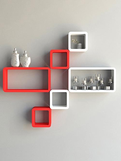 decor wall rack shelves cube rectangle designer wall shelf set of 6 - 14894368 - Very Small Image - 1