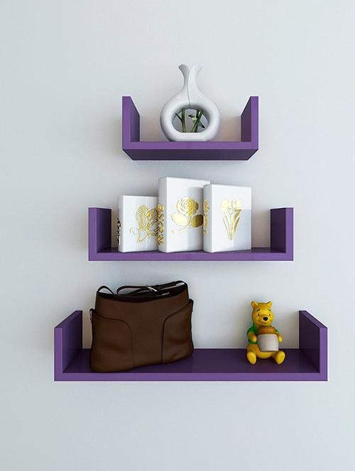 set of 3 u shape wall shelves - 14894380 - Very Small Image - 1
