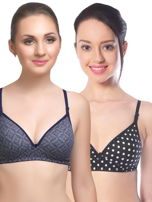 set of 2 multi colored cotton bra - 14894775 - Very Small Image - 1