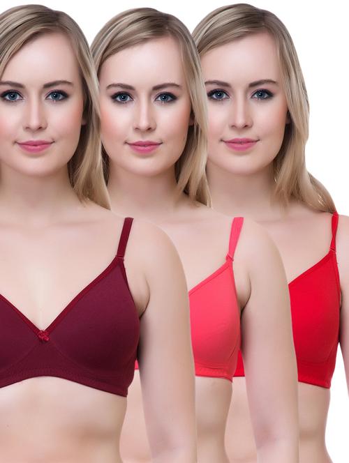 set of 3 multi colored cotton bra - 14894860 - Very Small Image - 1