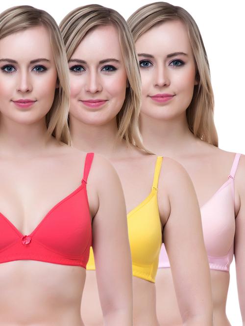 set of 3 multi colored cotton bra - 14894861 - Very Small Image - 1