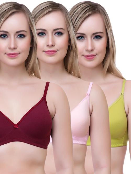 set of 3 multi colored cotton bra - 14894880 - Very Small Image - 1