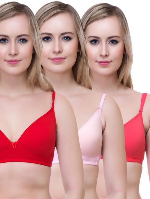 set of 3 multi colored cotton bra - 14894885 - Very Small Image - 1