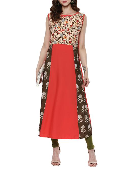 multi colored crepe a-line kurta - 14895084 - Very Small Image - 1