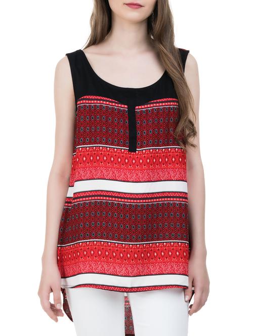 red printed rayon tunic - 14896452 - Very Small Image - 1