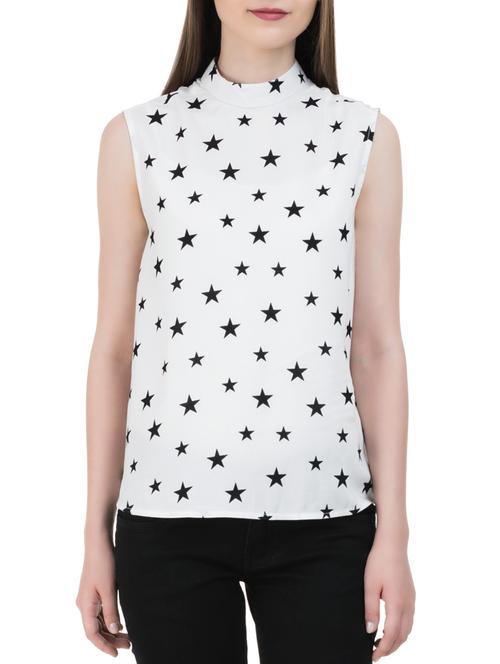 white printed mock neck top - 14896457 - Very Small Image - 1