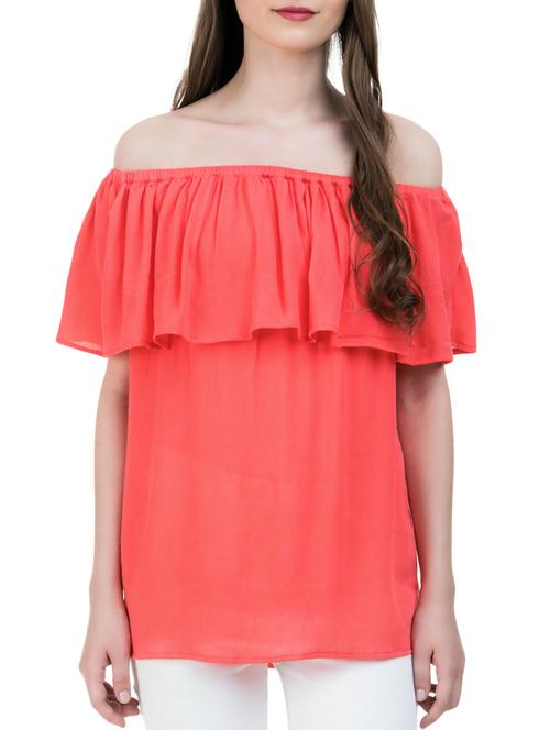 orange solid off shoulder top - 14896465 - Very Small Image - 1