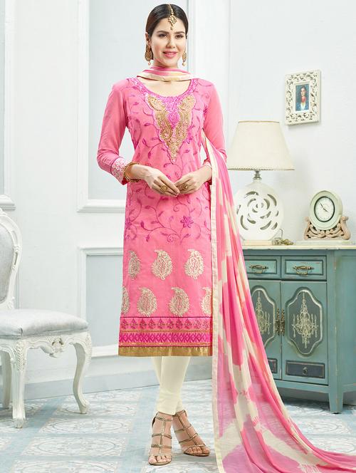 embroidered unstitched churidaar suit - 14898043 - Very Small Image - 1