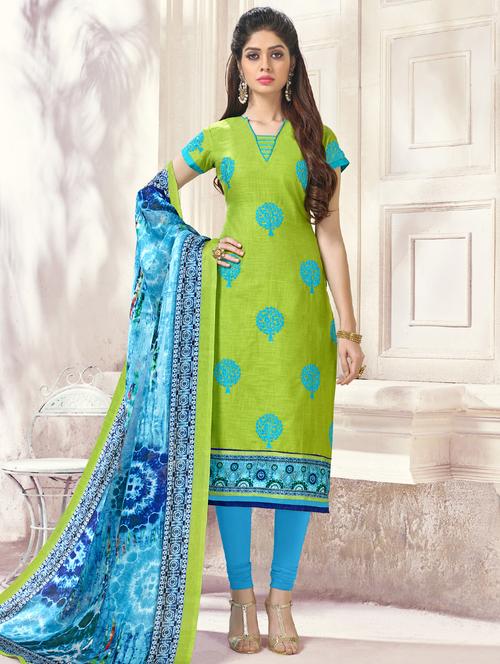 embroidered unstitched churidaar suit - 14898058 - Very Small Image - 1