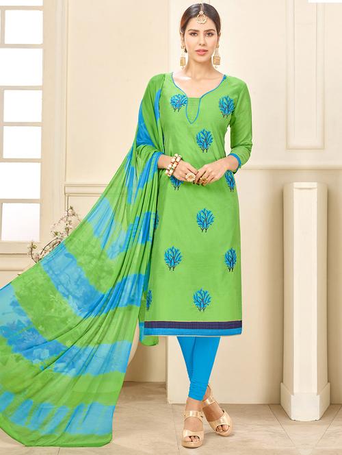embroidered unstitched churidaar suit - 14898089 - Very Small Image - 1