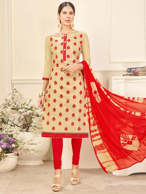 embroidered unstitched churidaar suit - 14898090 - Very Small Image - 1