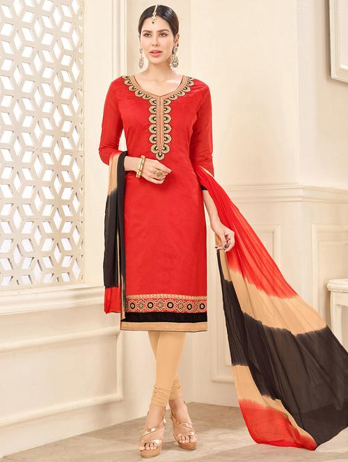 embroidered unstitched churidaar suit - 14898095 - Very Small Image - 1