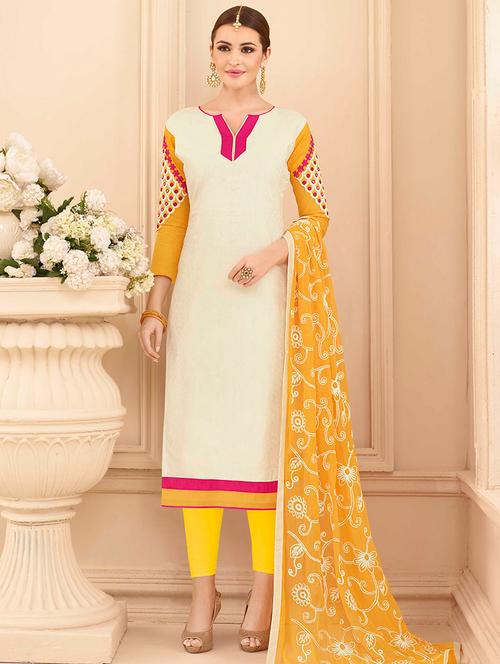 embroidered unstitched churidaar suit - 14898112 - Very Small Image - 1