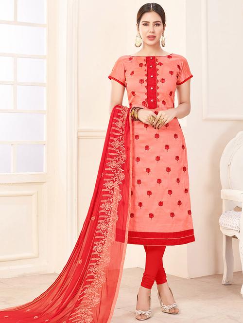 embroidered unstitched churidaar suit - 14898122 - Very Small Image - 1