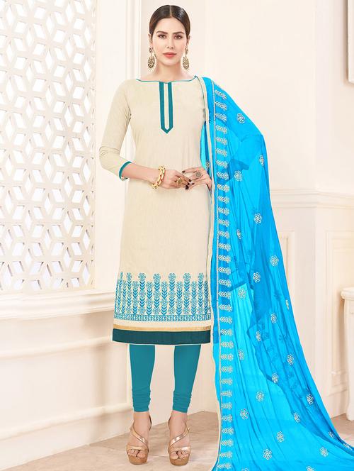 embroidered unstitched churidaar suit - 14898129 - Very Small Image - 1