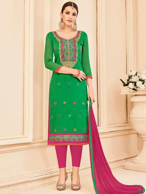 embroidered unstitched churidaar suit - 14898140 - Very Small Image - 1