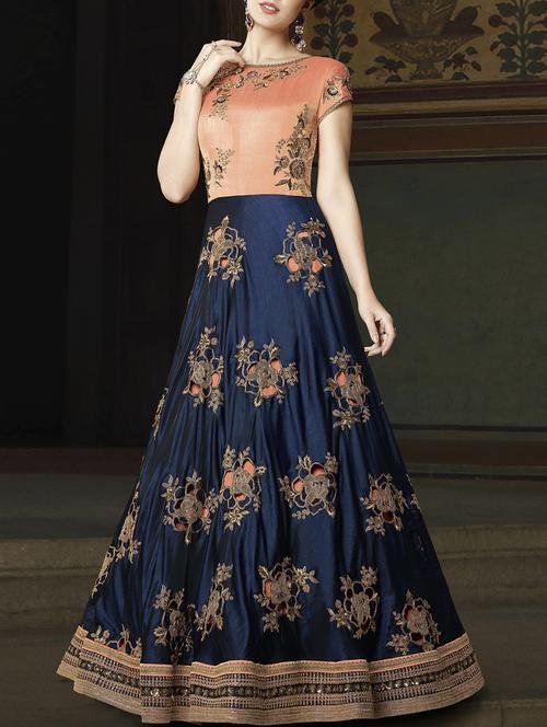 blue silk semistitched suit - 14898249 - Very Small Image - 1