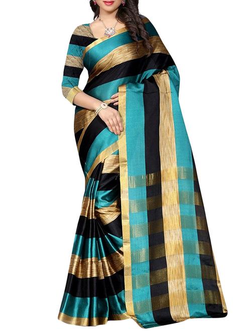 blue woven saree with blouse - 14898307 - Very Small Image - 1