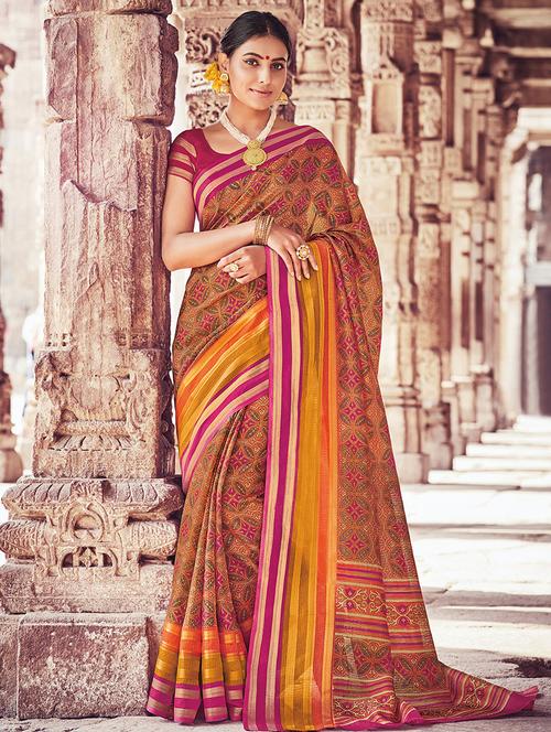 multi colored kota cotton printed saree with blouse - 14898944 - Very Small Image - 1