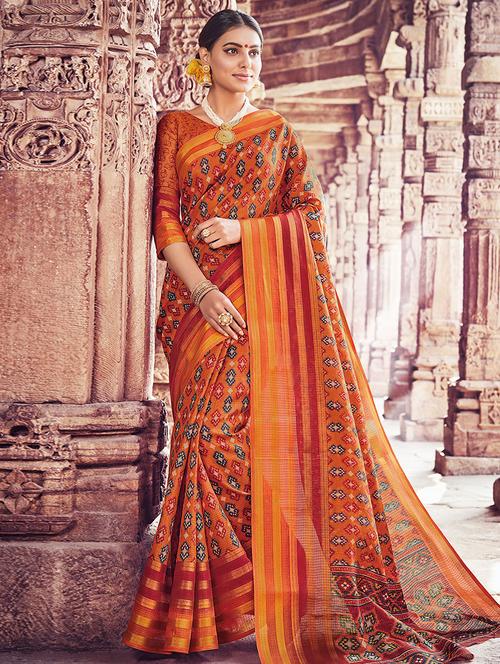 multi colored kota cotton printed saree with blouse - 14898947 - Very Small Image - 1