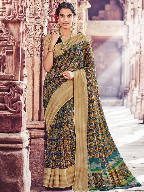 multi colored kota cotton printed saree with blouse - 14898950 - Very Small Image - 1