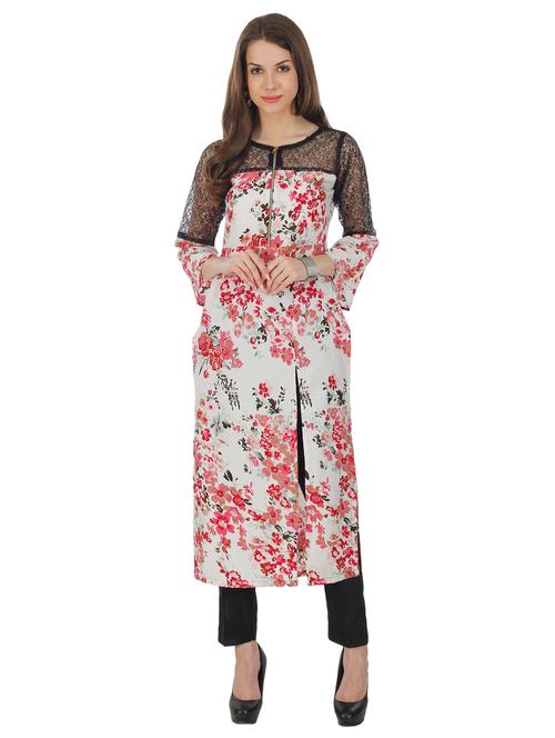 red crepe high slit kurta - 14900295 - Very Small Image - 1
