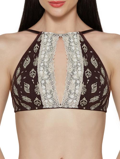 brown cotton lette bra - 14900685 - Very Small Image - 1