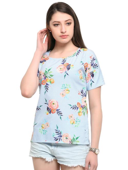 blue printed crepe top - 14901912 - Very Small Image - 1